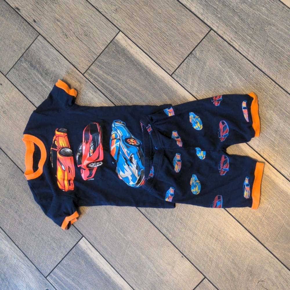 Daughter Queen Girl Car Pajamas Size 5 Short PJ Set Red Blue Race Car VGUC